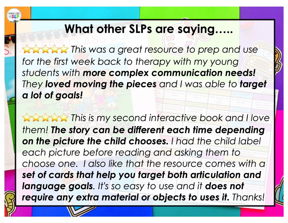 Back to School Interactive Story Book for speech therapy preview page 6