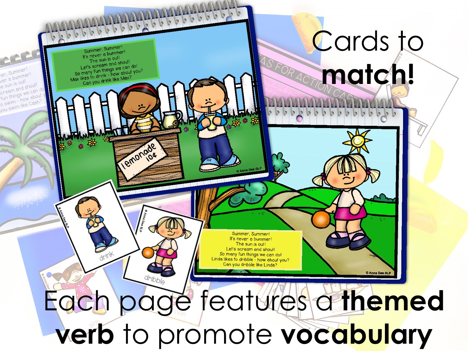 Summer Repetitive Gross Motor Story Book for speech therapy preview page 2