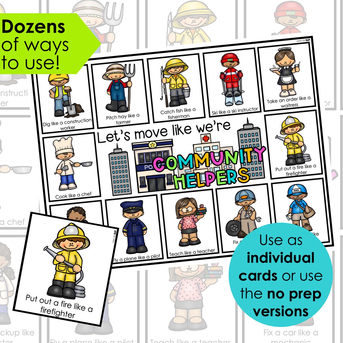 Community Helpers movement cards for speech therapy – image 2
