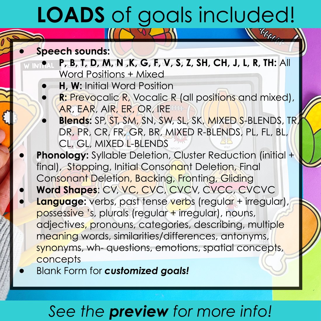 Thanksgiving say and play activity for speech therapy – image 4