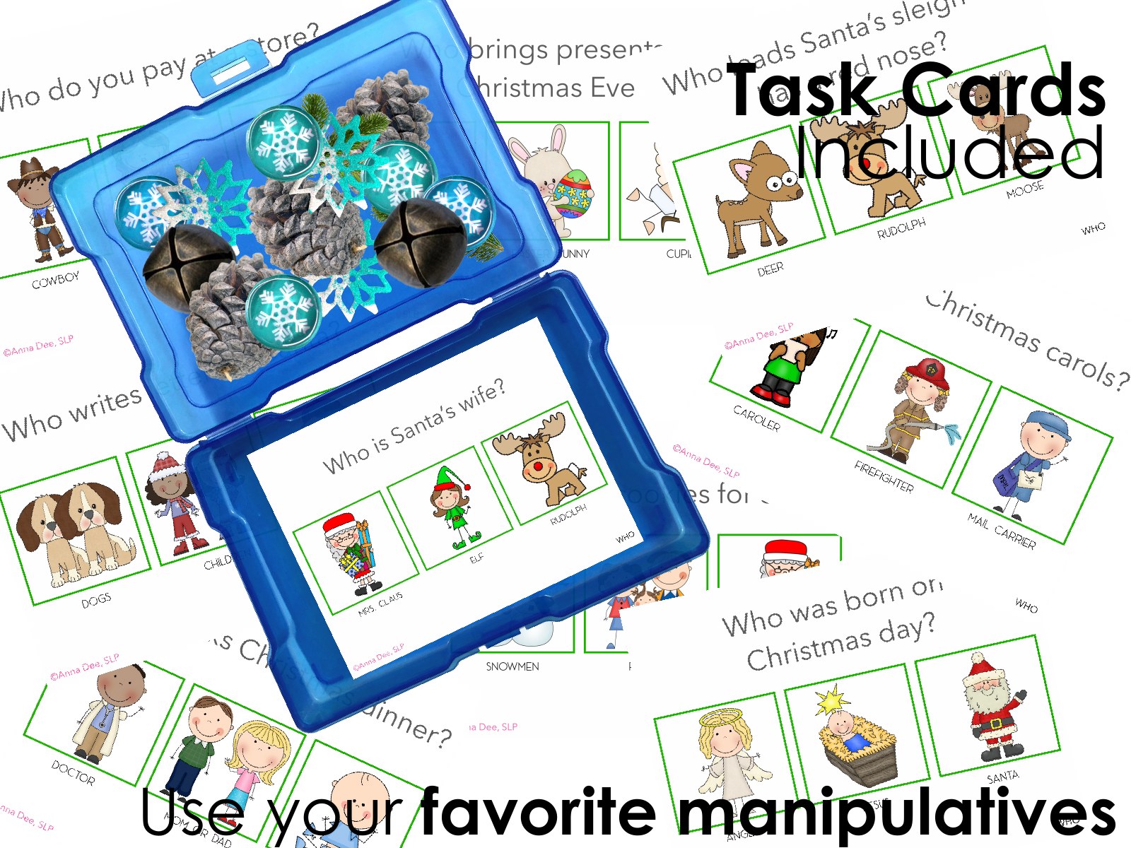 Christmas WH Questions and PlayDough Mats for speech therapy preview page 3
