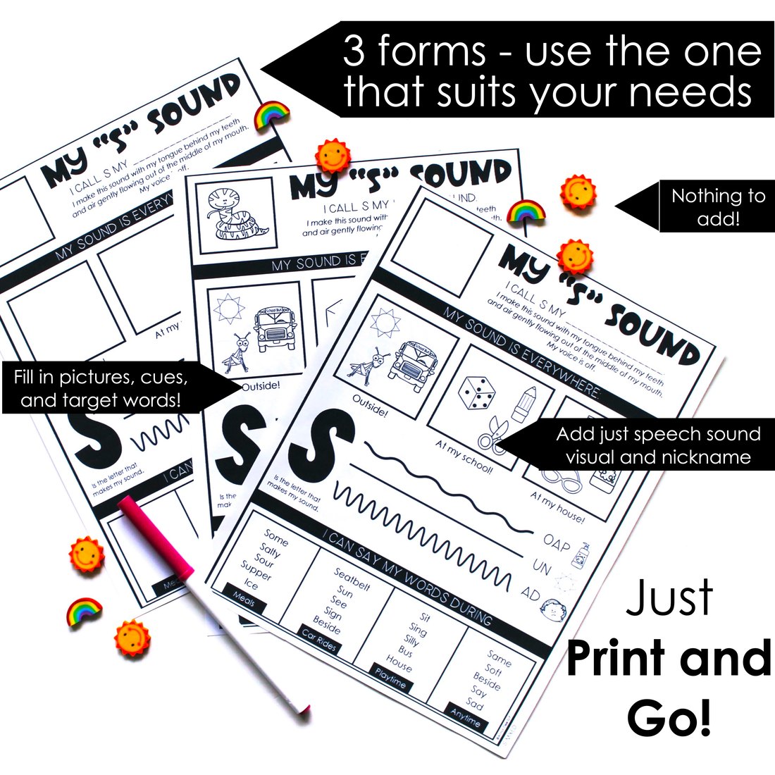 One Page Articulation Carryover Worksheets for speech therapy – image 4