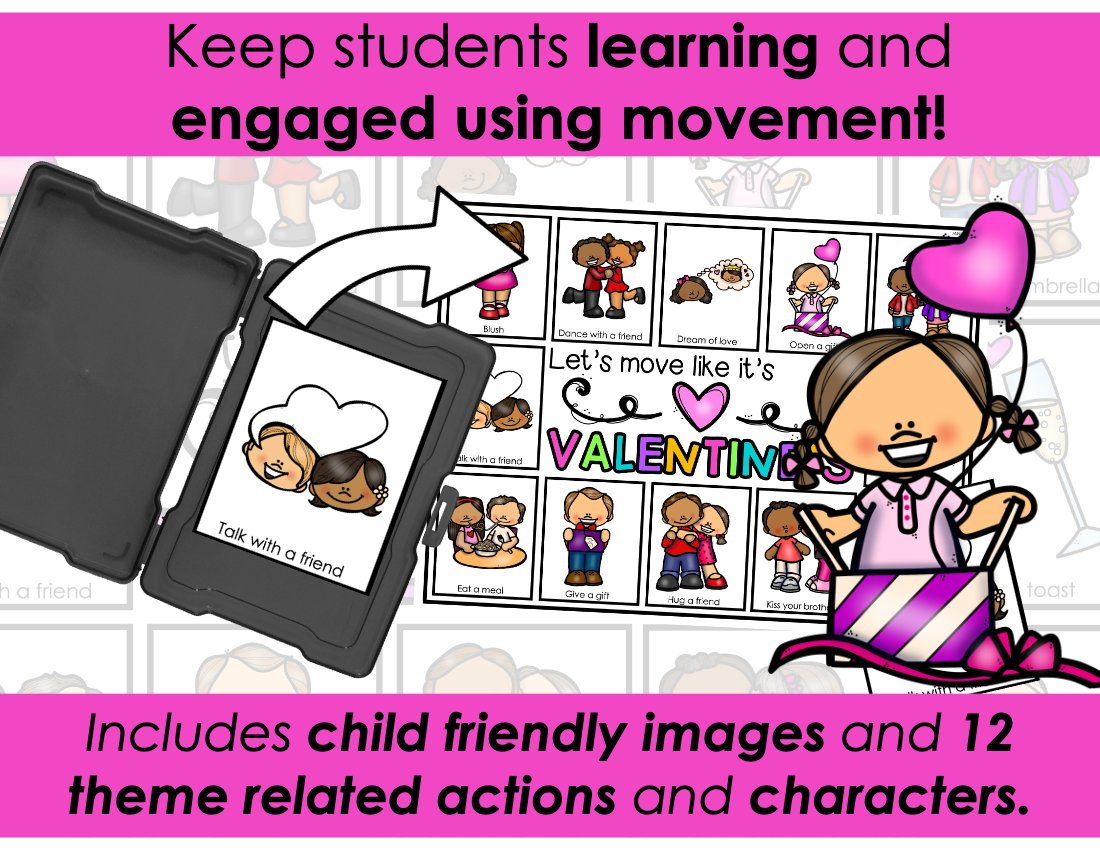 Valentine's Day movement cards for speech therapy preview page 3
