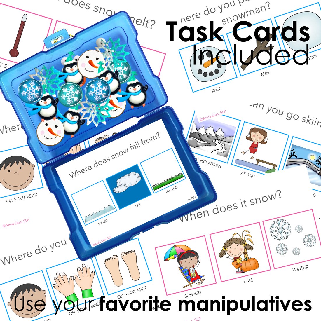 Winter WH Questions and PlayDough Mats for speech therapy – image 3