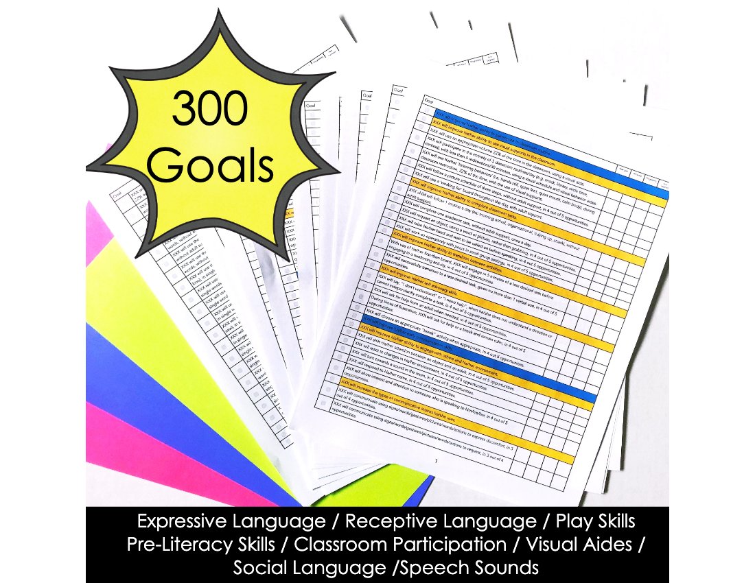 Preschool Goal Bank for speech therapy preview page 2