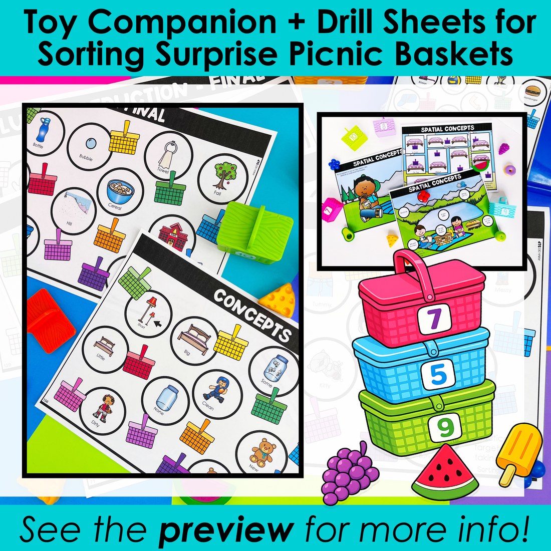 Sorting Surprise Picnic Basket Bundle for speech therapy – image 2