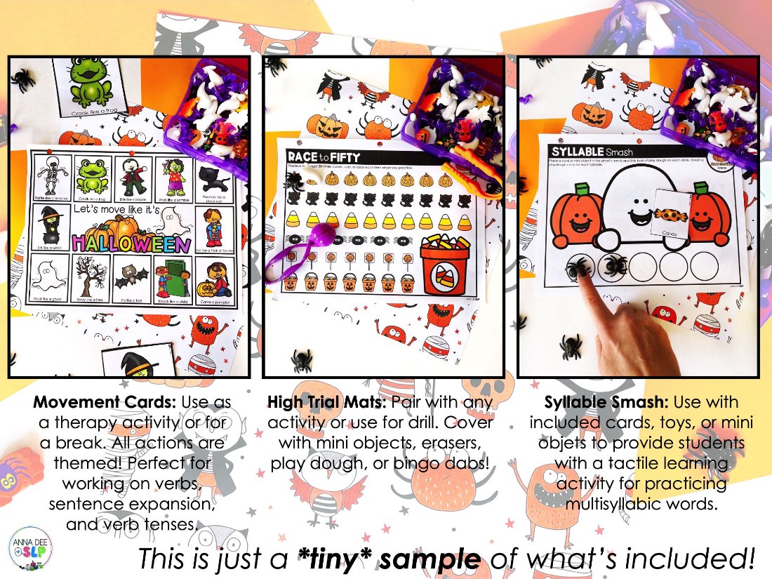 Halloween Activities and Worksheets for speech therapy preview page 4