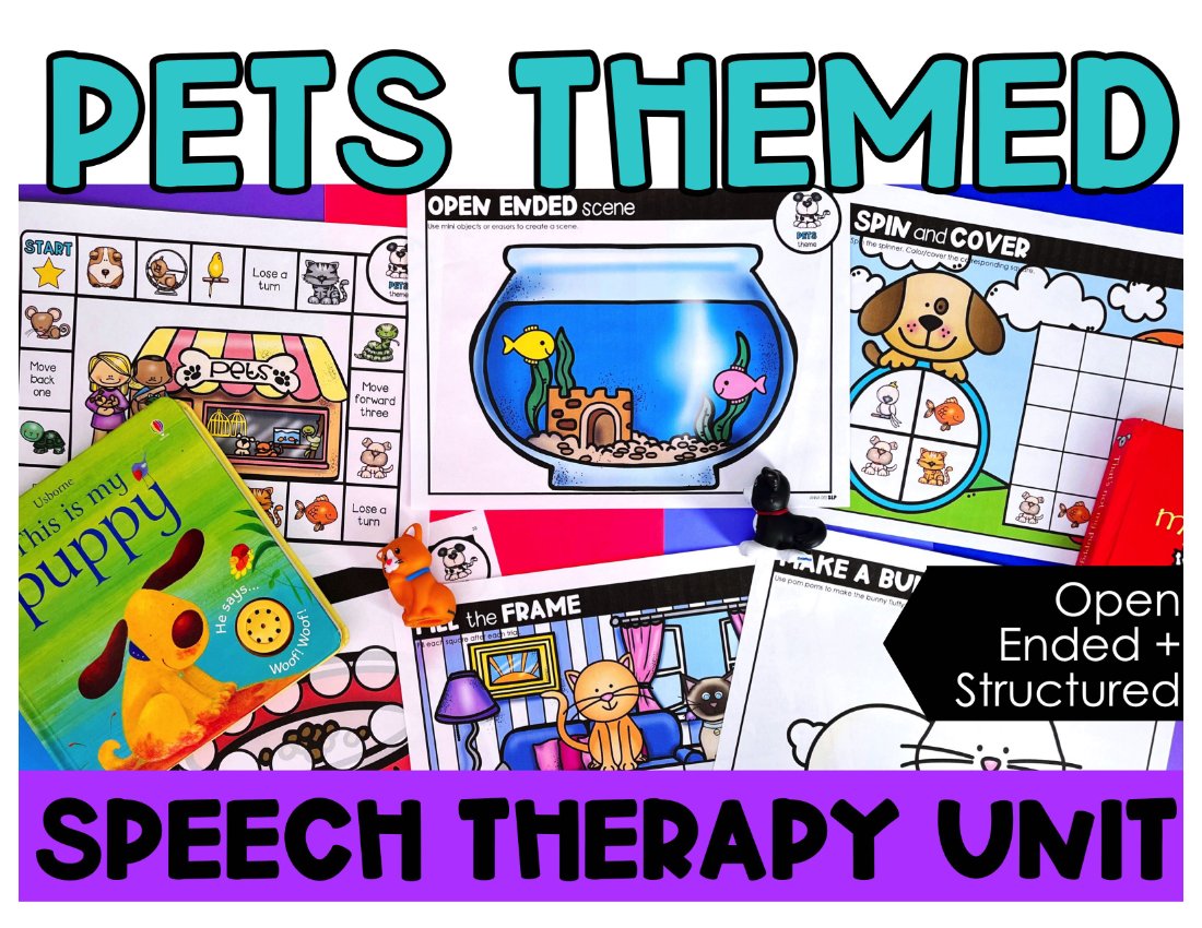 Pet Activities and Worksheets for speech therapy preview page 1