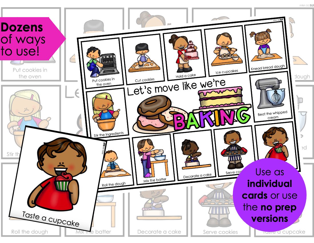 Baking movement cards for speech therapy preview page 2