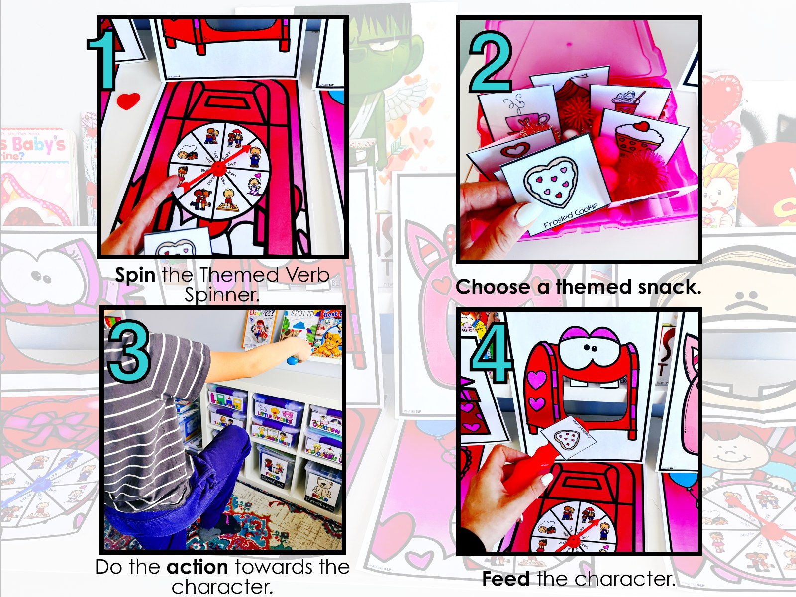 Valentine's Day Interactive Feeding Game for speech therapy preview page 2