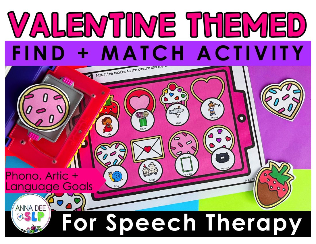 Valentine's Day say and play activity for speech therapy preview page 1