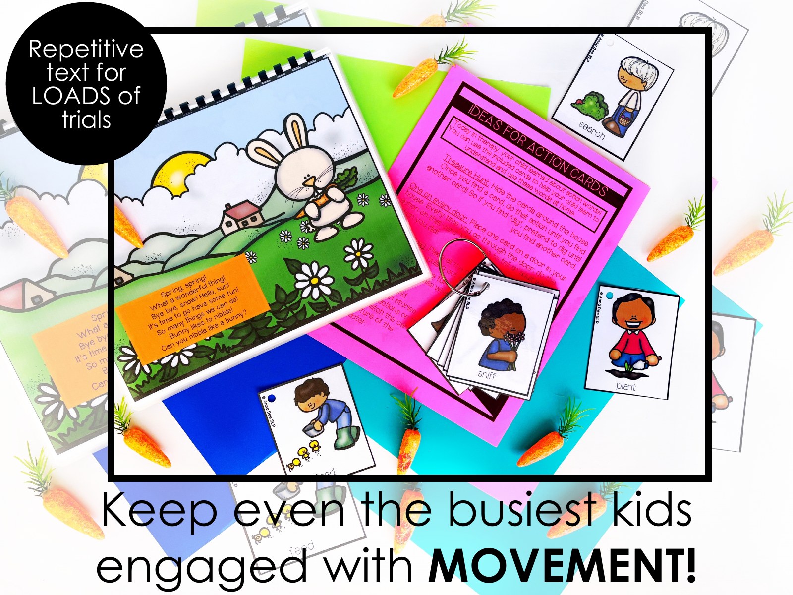 Spring Repetitive Gross Motor Story Book for speech therapy preview page 4