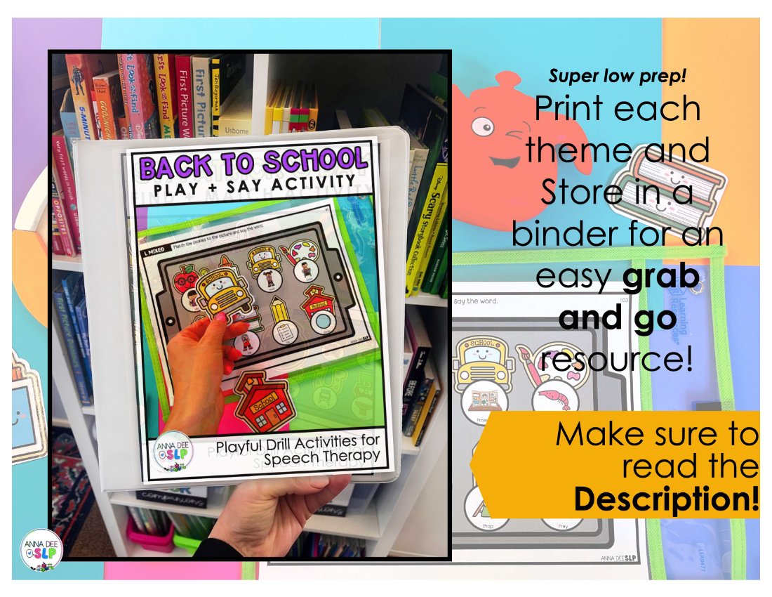 Back to School say and play activity for speech therapy preview page 8