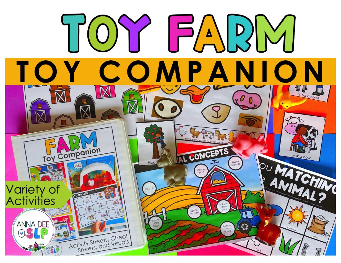 Farm Toy Companion and Activity Sheets for speech therapy preview page 1