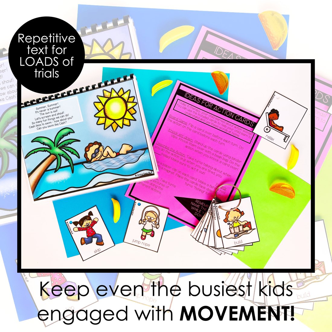 Summer Repetitive Gross Motor Story Book for speech therapy – image 3