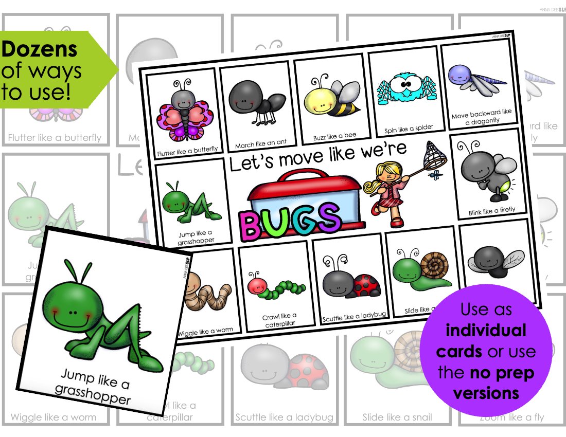 Bugs movement cards for speech therapy preview page 2