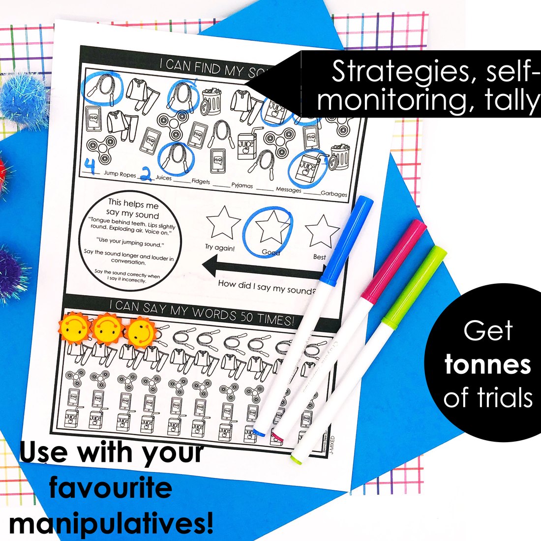 One Page Articulation Carryover Worksheets for speech therapy – image 3