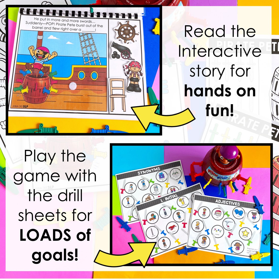 Pop Up Pirate Game Companion Bundle for speech therapy – image 3