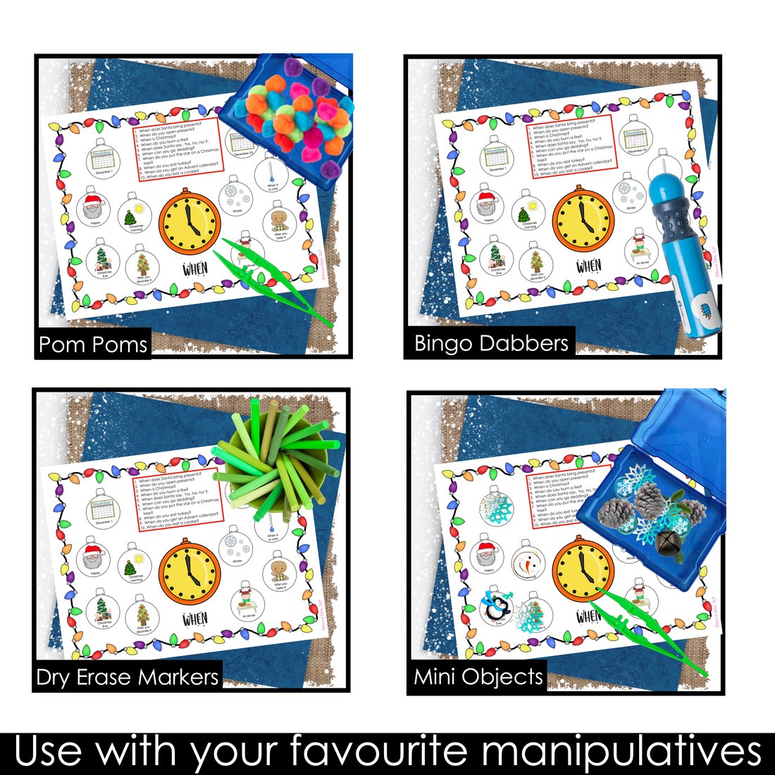 Christmas WH Questions and PlayDough Mats for speech therapy – image 4