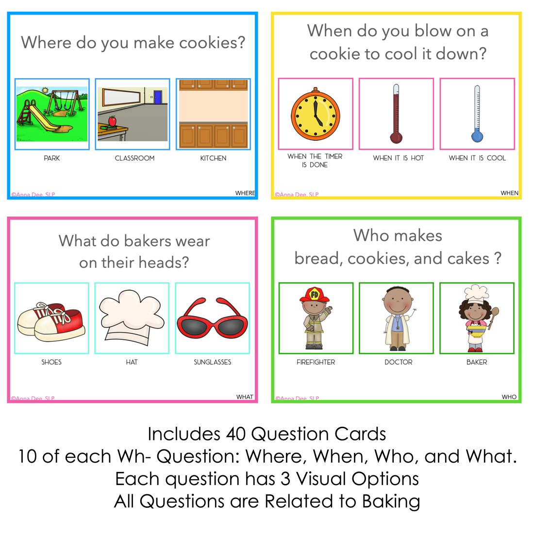 Baking WH Questions and PlayDough Mats for speech therapy – image 2