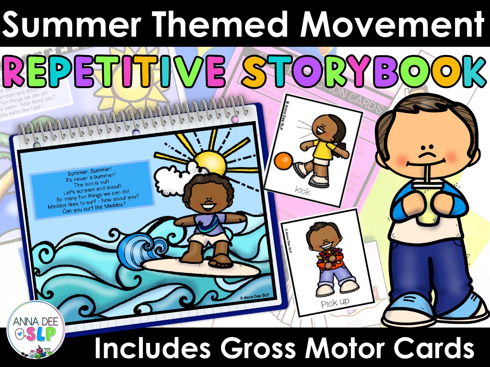 Summer Repetitive Gross Motor Story Book for speech therapy preview page 1