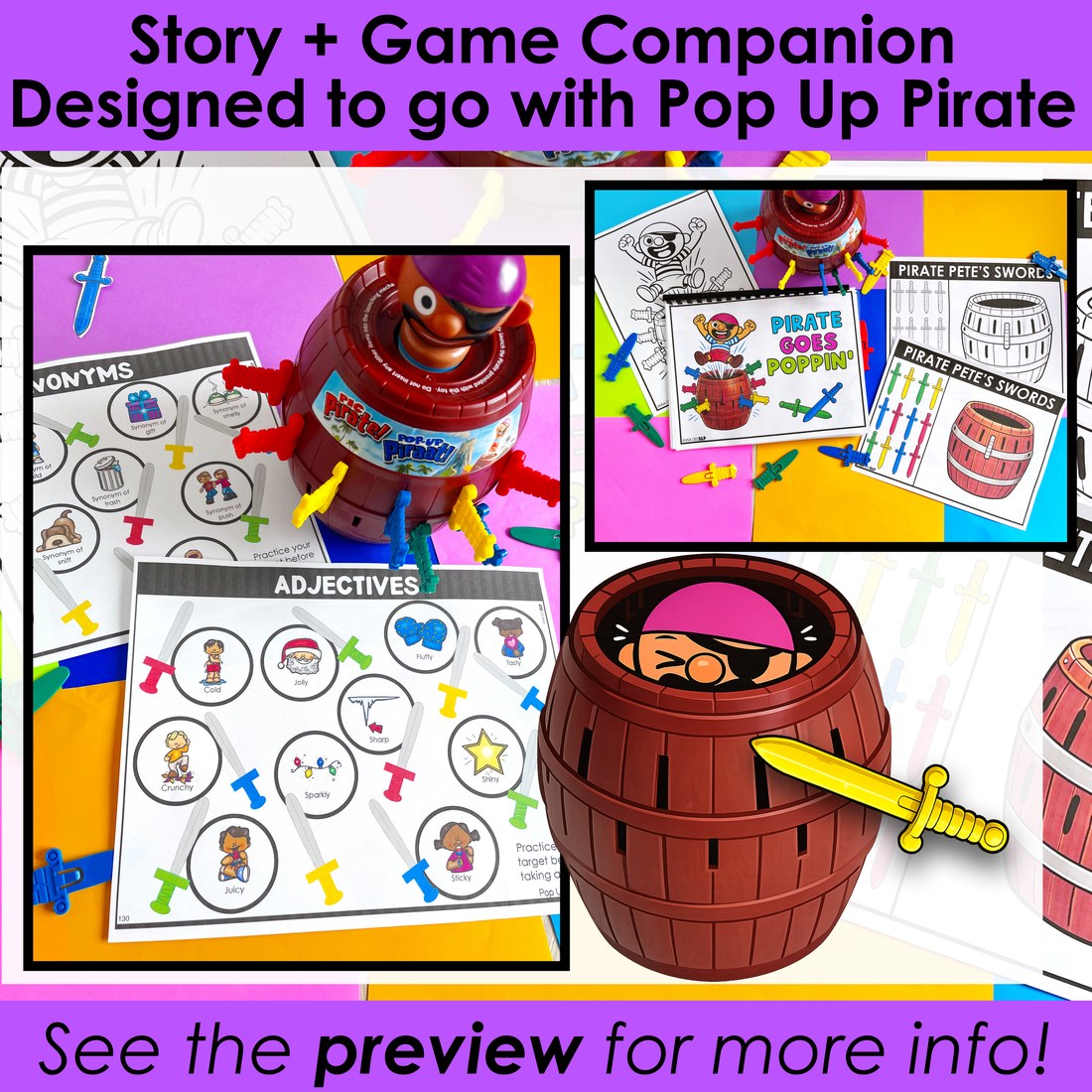 Pop Up Pirate Game Companion Bundle for speech therapy – image 2