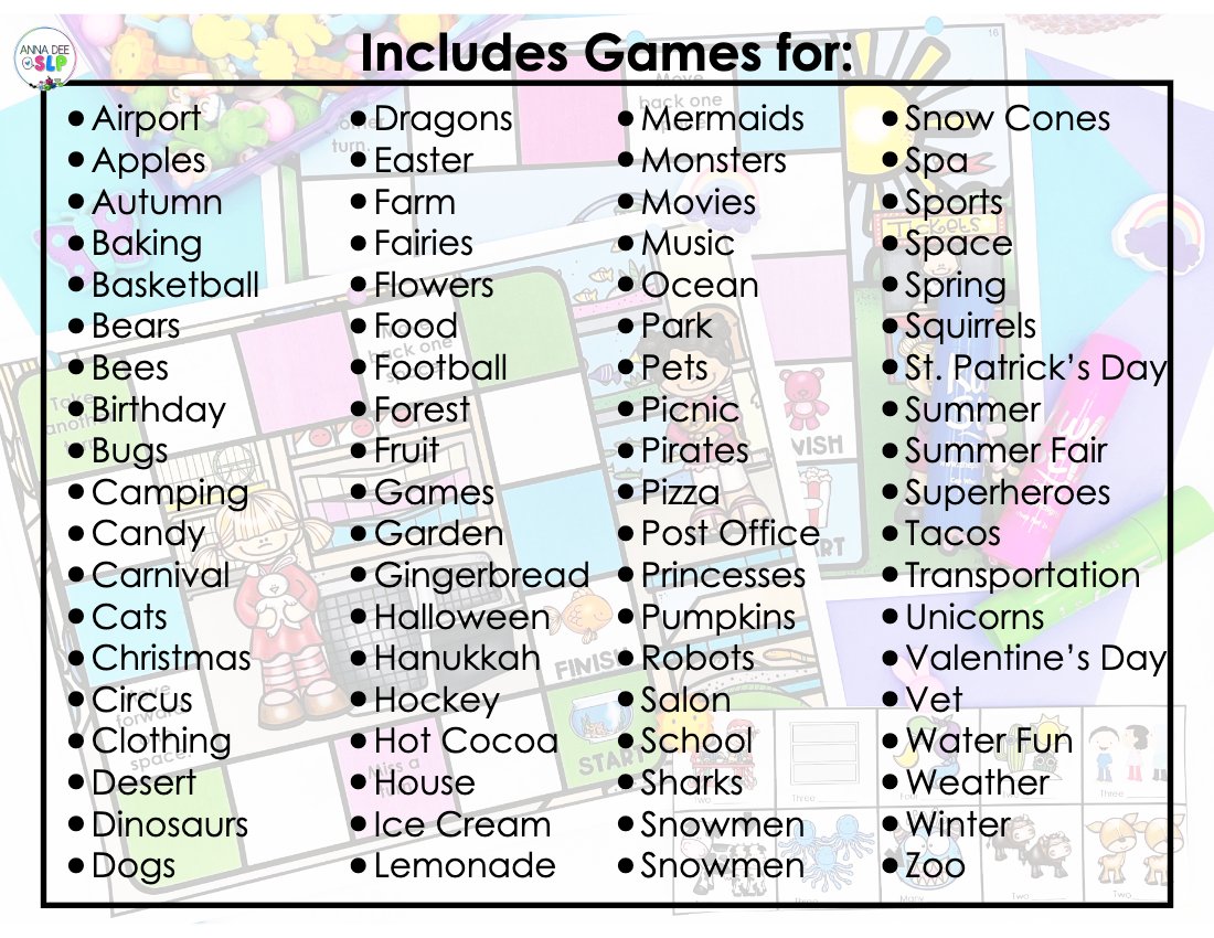 Year Round Board Games for speech therapy preview page 7