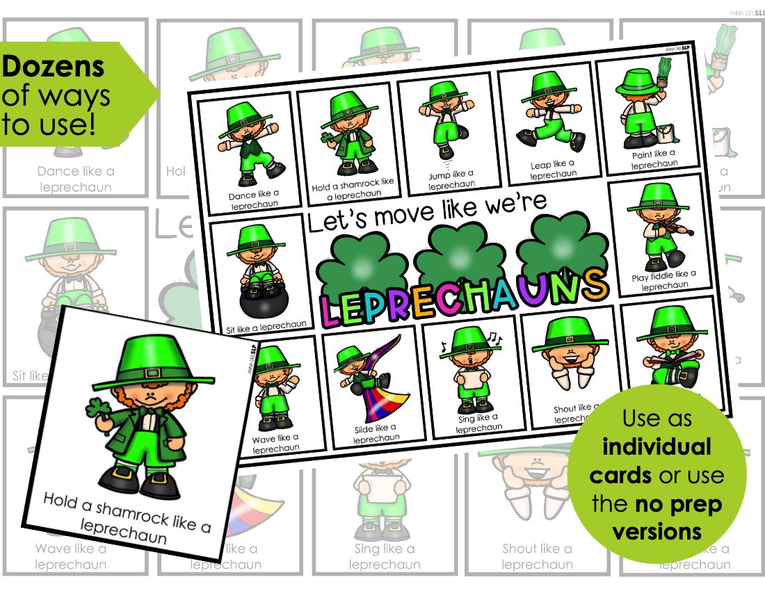 St. Patrick's Day movement cards for speech therapy preview page 2