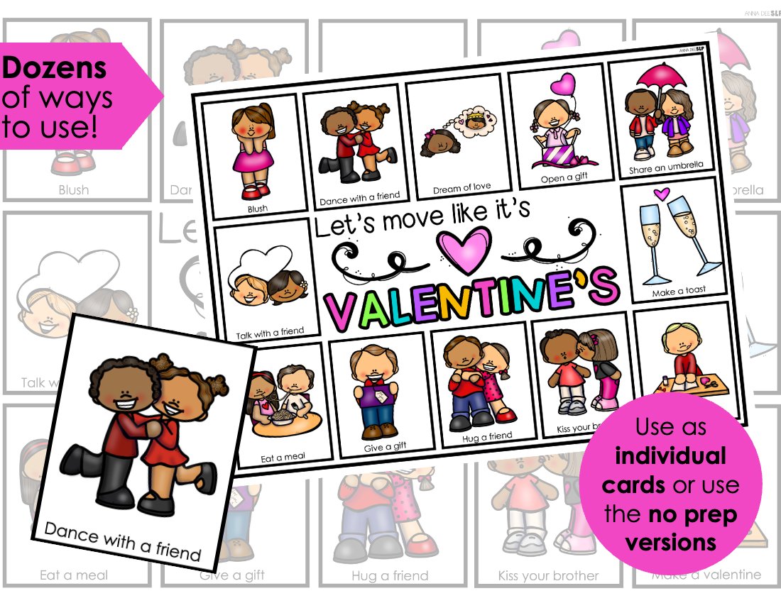 Valentine's Day movement cards for speech therapy preview page 2
