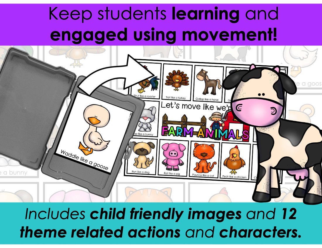 Farm movement cards for speech therapy preview page 3