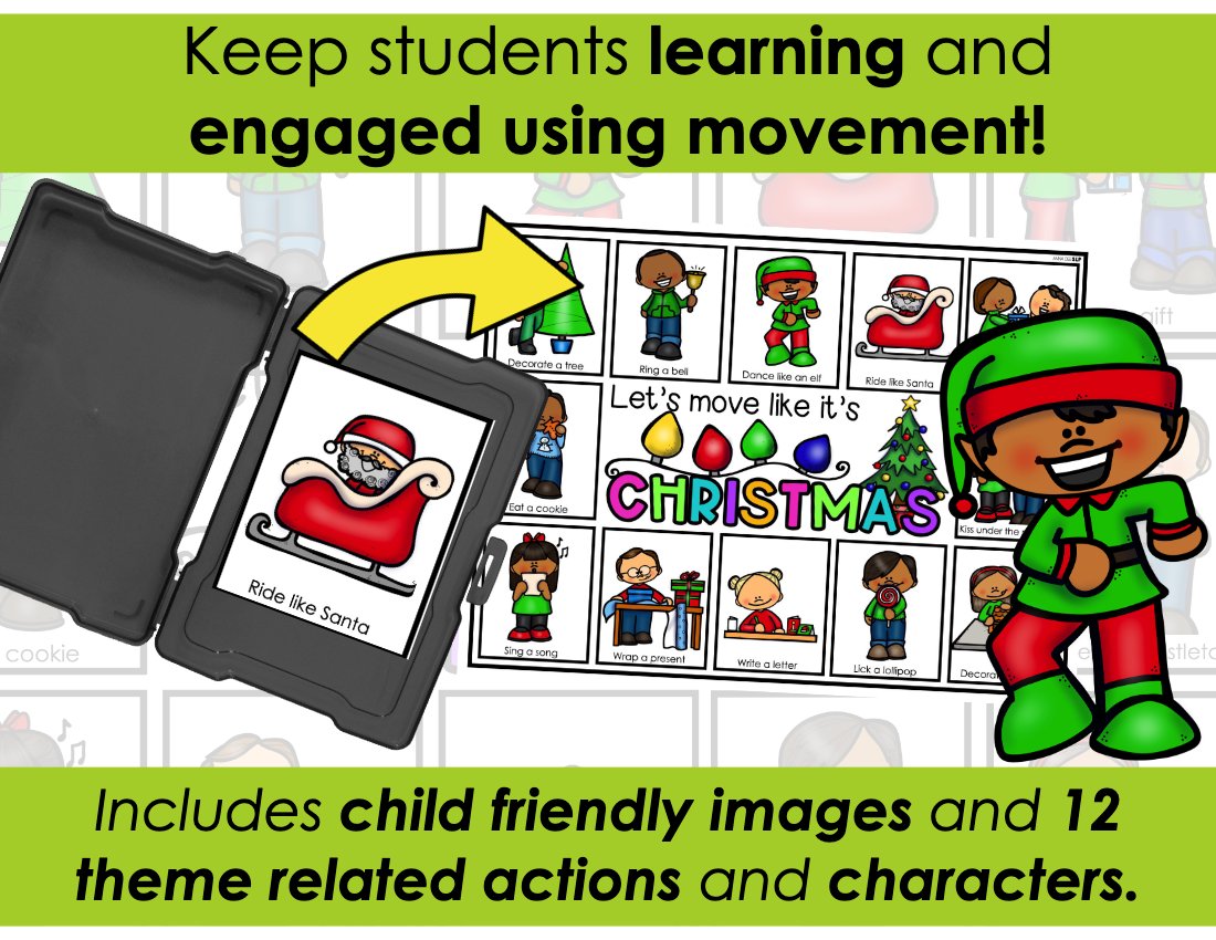 Christmas movement cards for speech therapy preview page 3