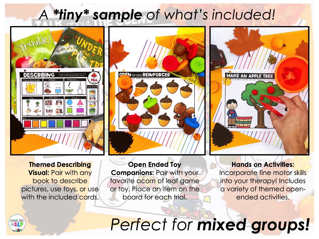 Fall Activities and Worksheets for speech therapy preview page 5