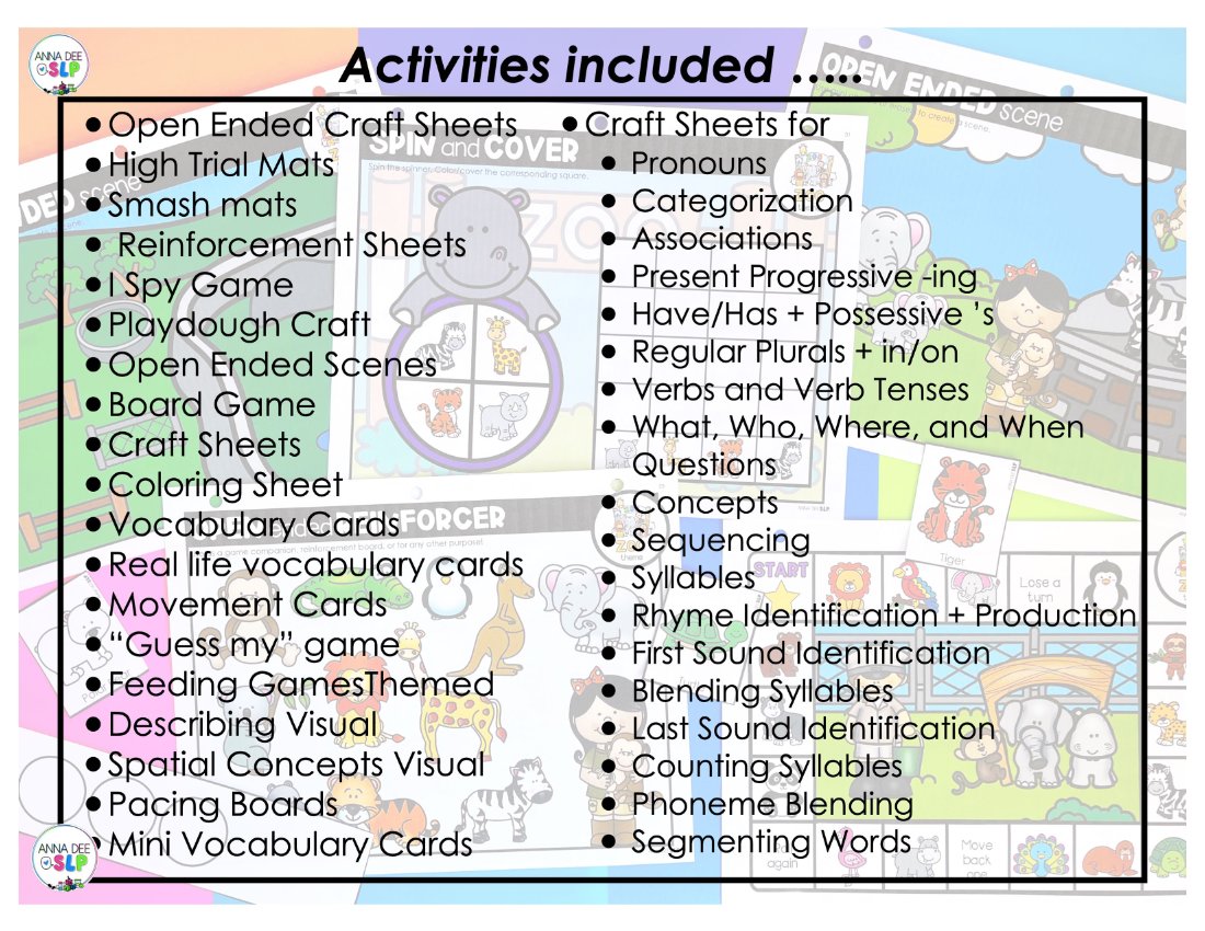 Themed Activities and Worksheets Bundle for speech therapy preview page 6