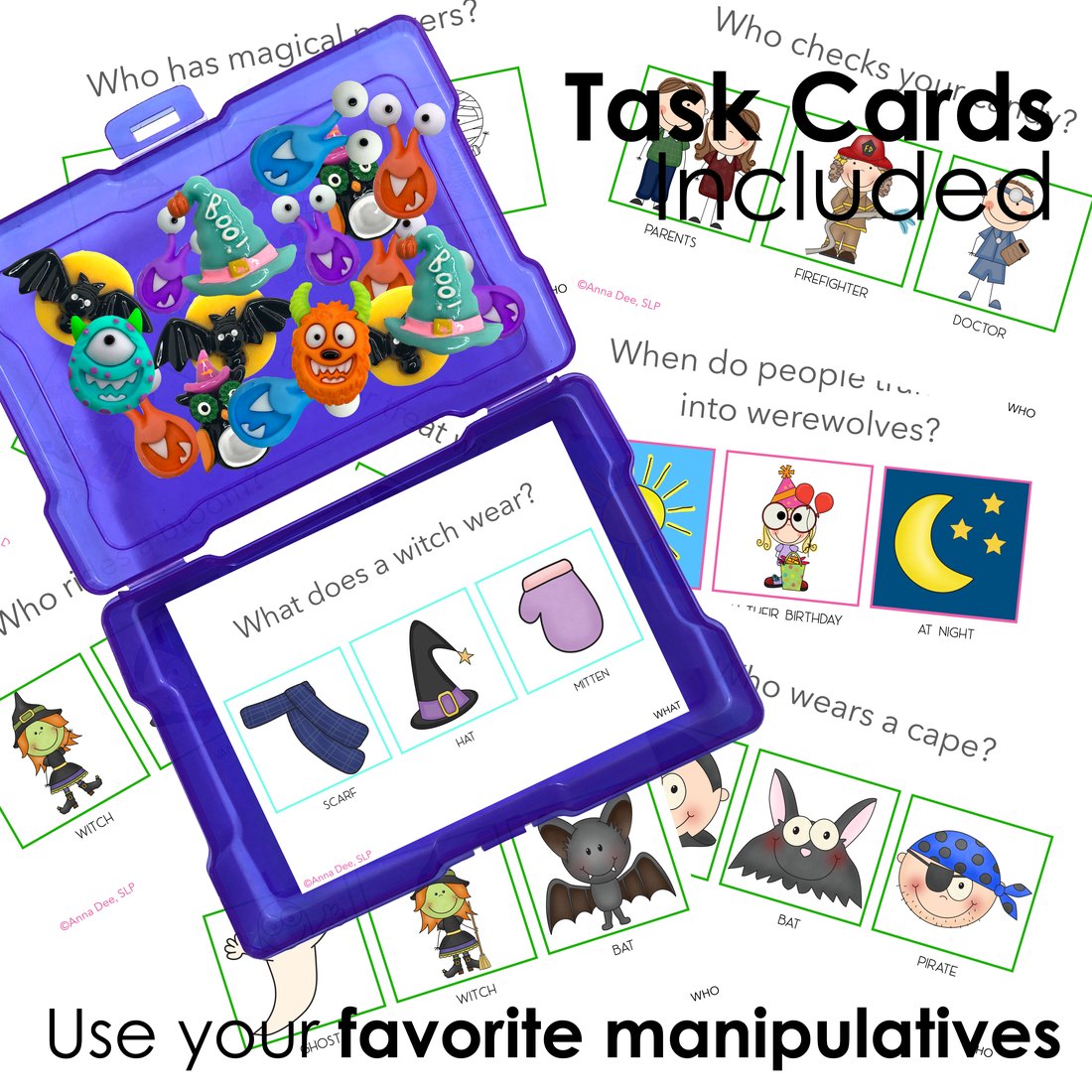 Halloween WH Questions and PlayDough Mats for speech therapy – image 3