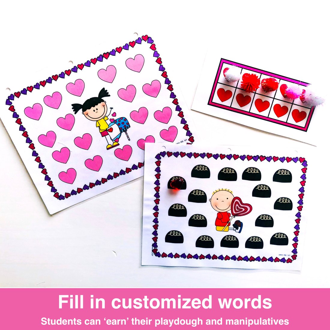 Valentine's Day Play Doh Mats for speech therapy – image 3