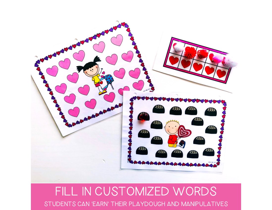 Valentine's Day Play Doh Mats for speech therapy preview page 3