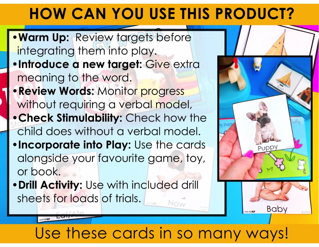 Apraxia Word List and Photo Drill Cards for speech therapy preview page 5