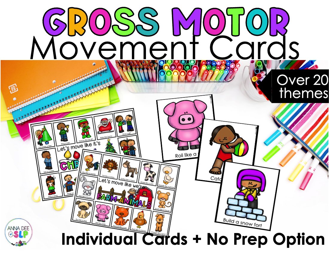 Gross motor movement cards bundle for speech therapy preview page 1