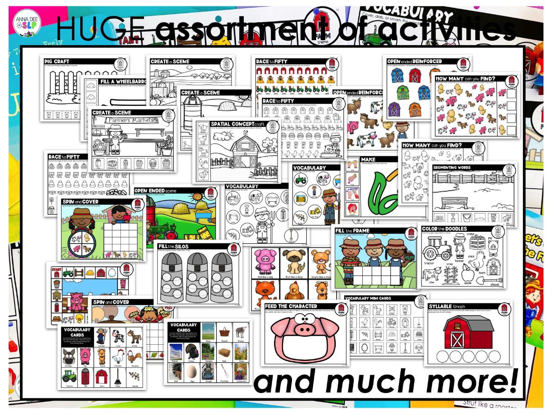Farm Activities and Worksheets for speech therapy preview page 3