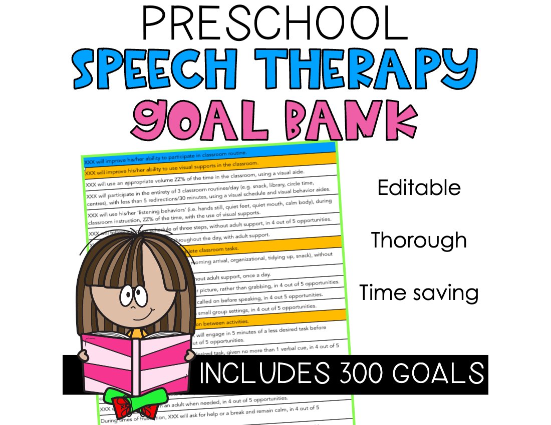 Preschool Goal Bank for speech therapy preview page 1
