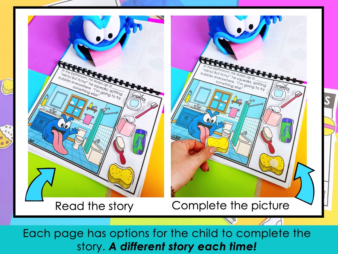 Gobble Monster Interactive Story for speech therapy preview page 2