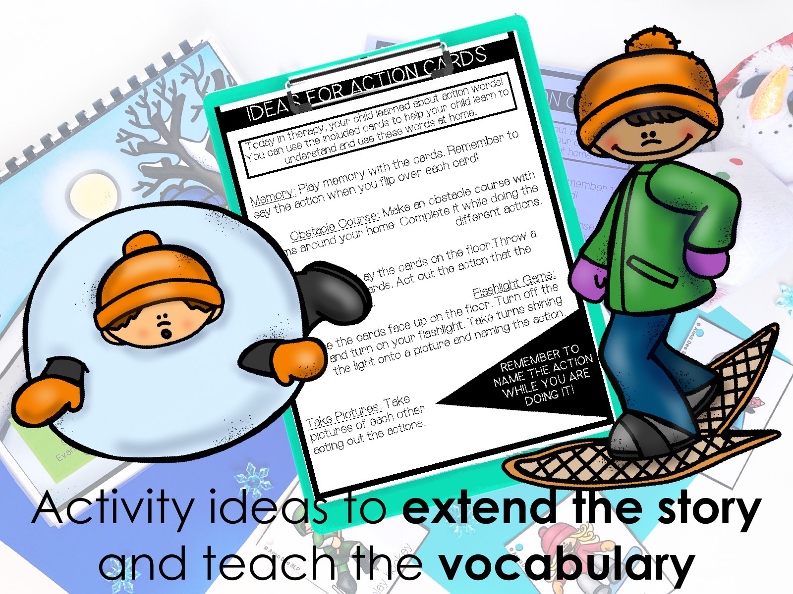 Winter Repetitive Gross Motor Story Book for speech therapy preview page 3