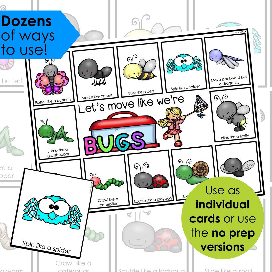 Bugs movement cards for speech therapy – image 2