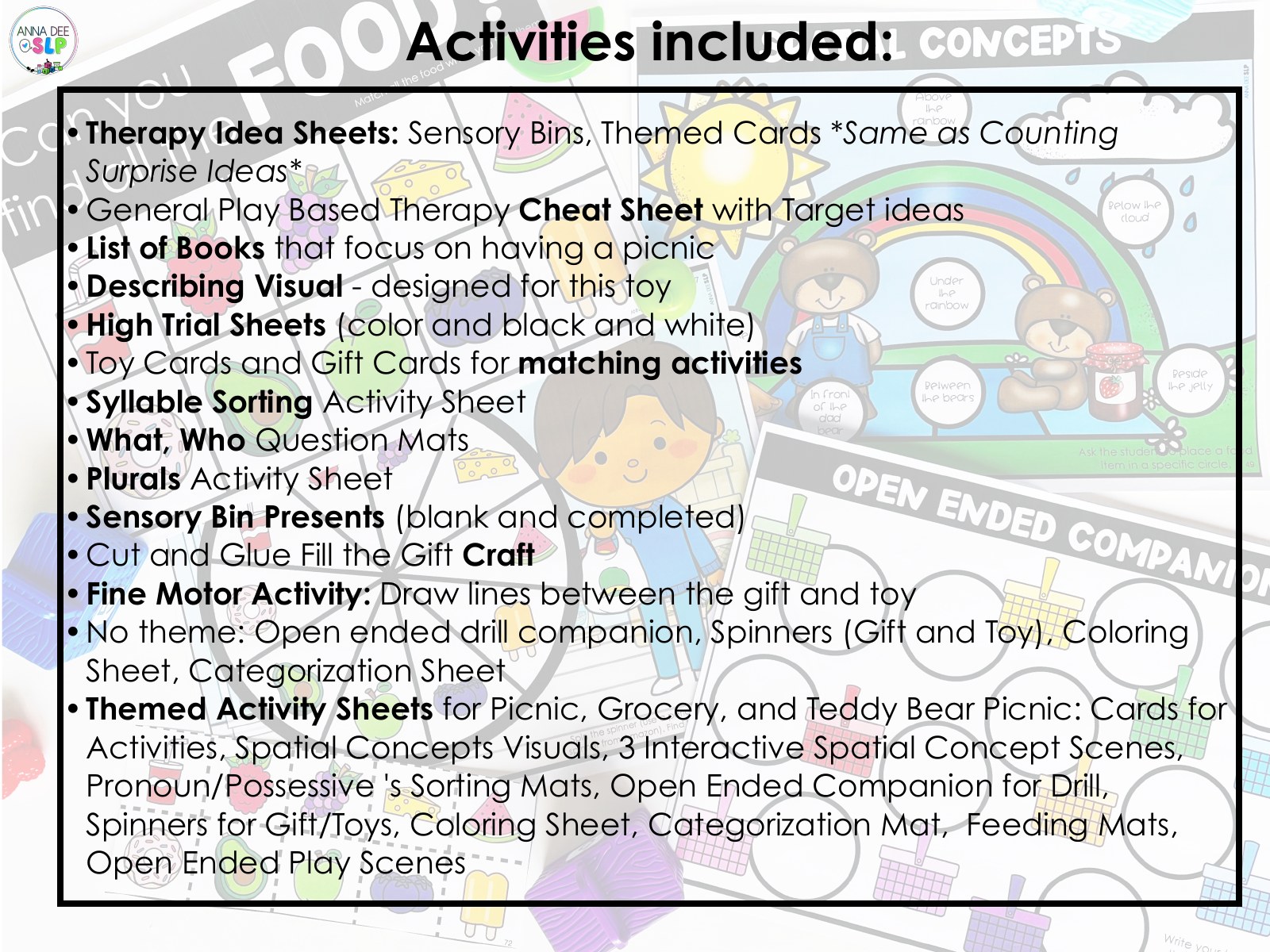 Spring and Summer Picnic Basket Toy Companion for speech therapy preview page 8