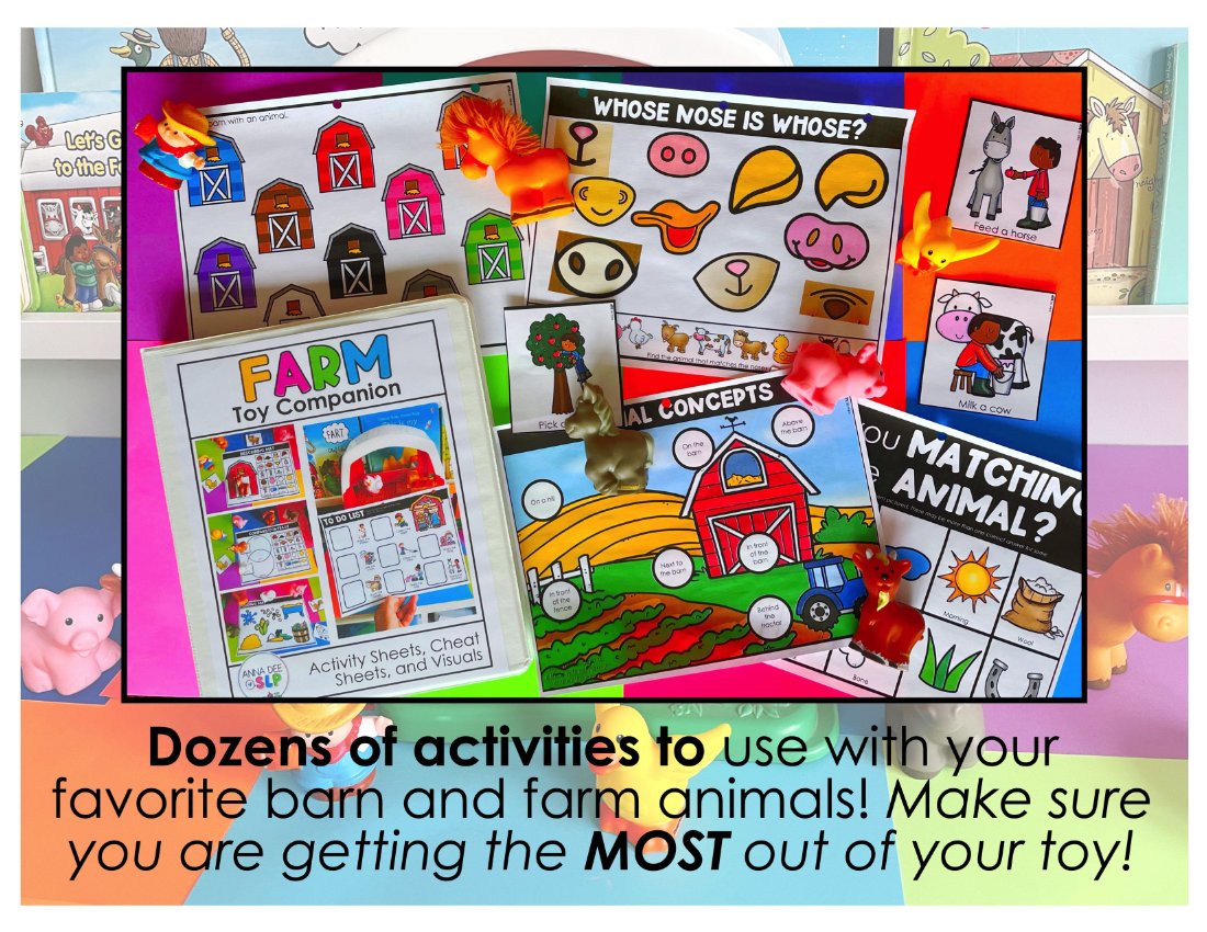 Farm Toy Companion and Activity Sheets for speech therapy preview page 3