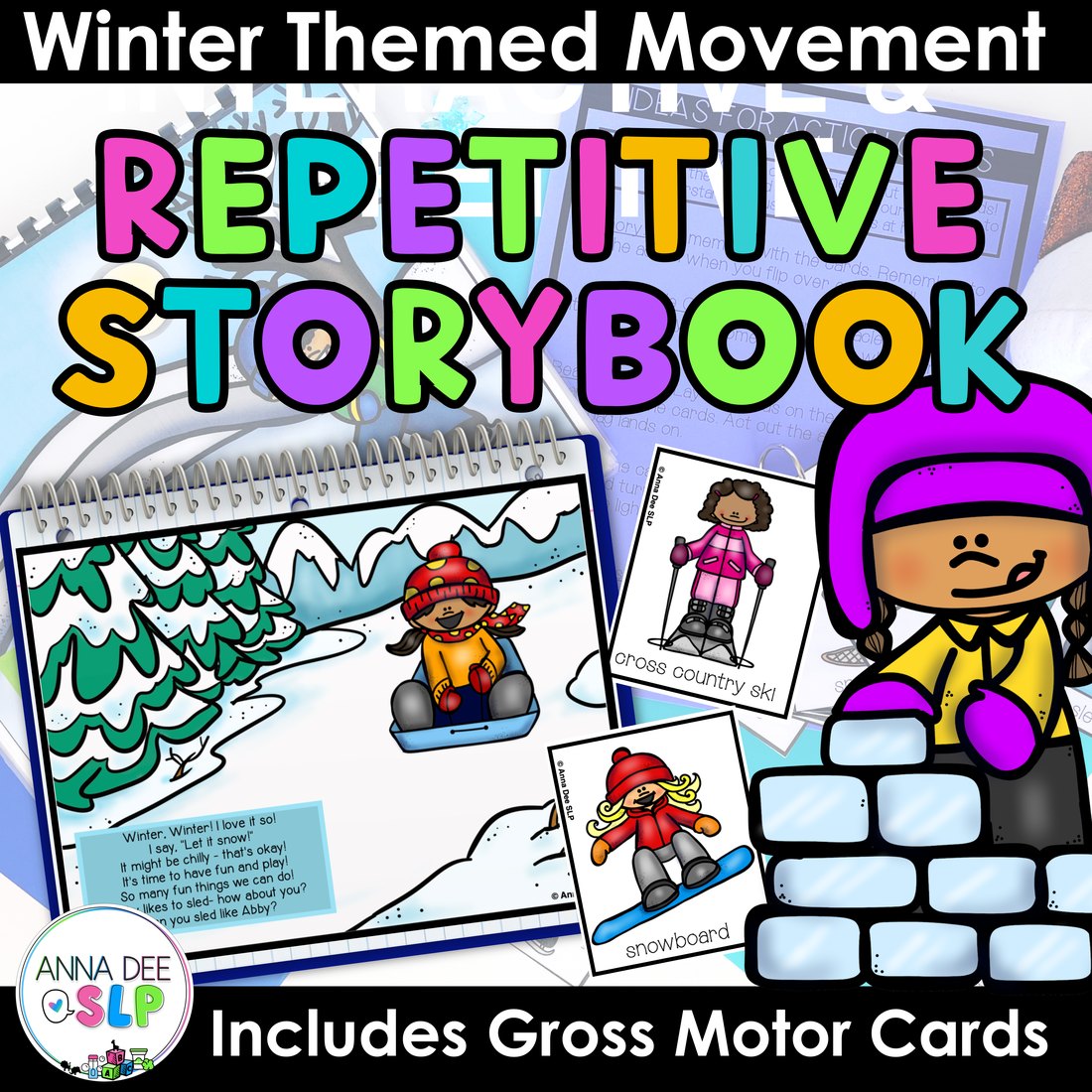Winter Repetitive Gross Motor Story Book for speech therapy