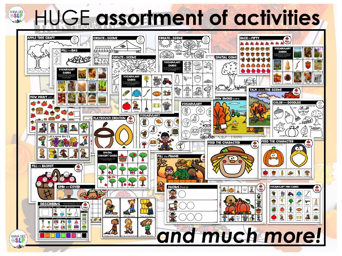 Fall Activities and Worksheets for speech therapy preview page 3