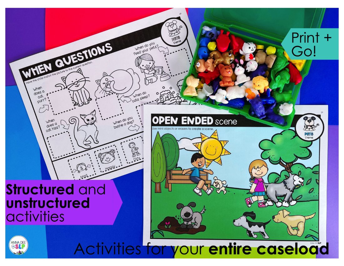 Pet Activities and Worksheets for speech therapy preview page 2