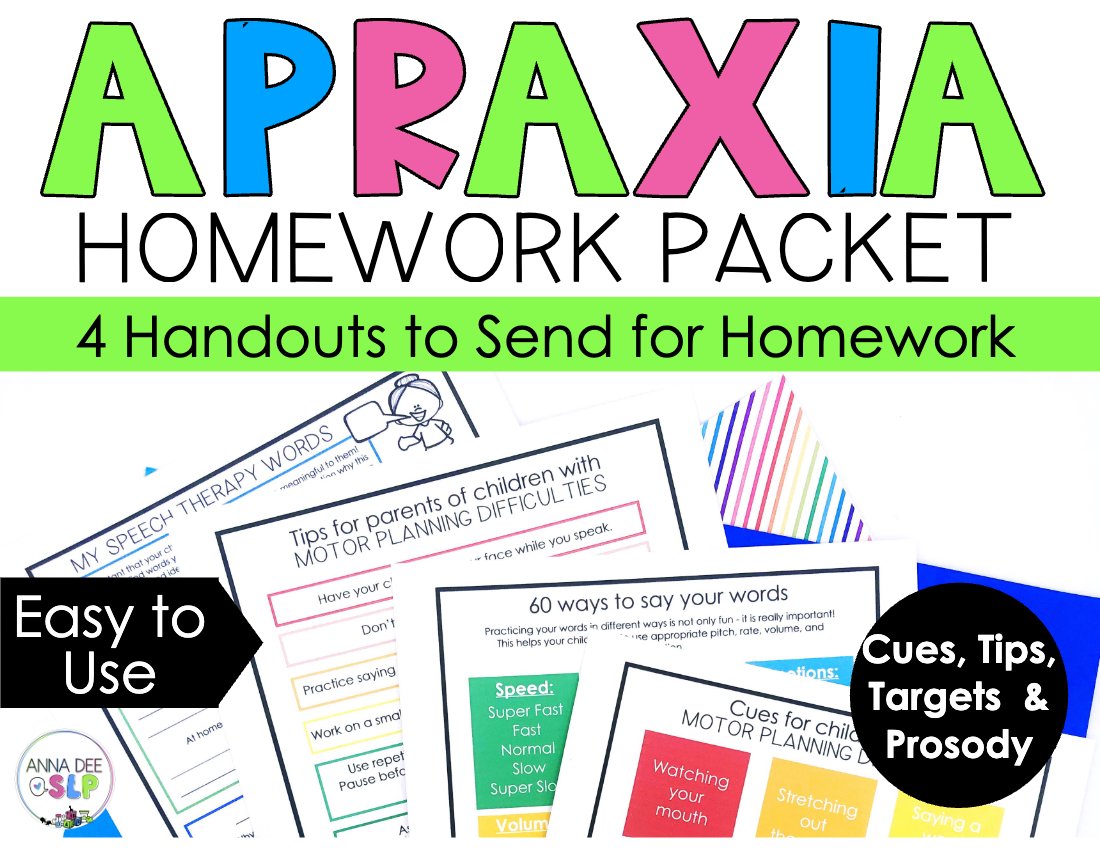Apraxia Summer Homework for speech therapy preview page 1