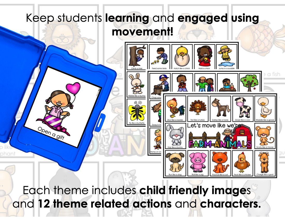 Gross motor movement cards bundle for speech therapy preview page 3
